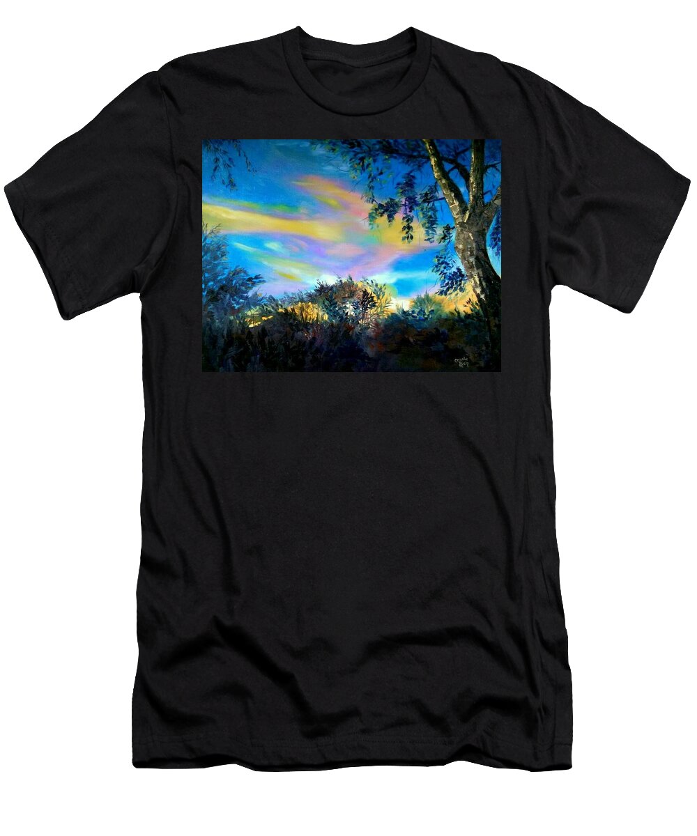 Painting T-Shirt featuring the painting First Color of Morning by Connie Rish