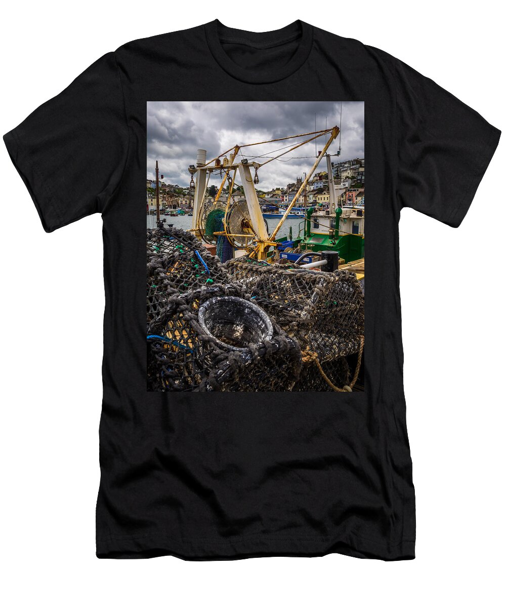Brixham T-Shirt featuring the photograph Fishing pots at Brixham by Mark Llewellyn