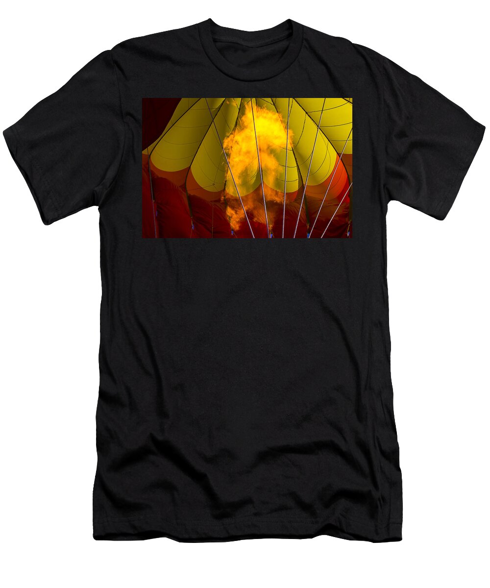 Flames Heating T-Shirt featuring the photograph Flames heating up hot air balloon by Garry Gay