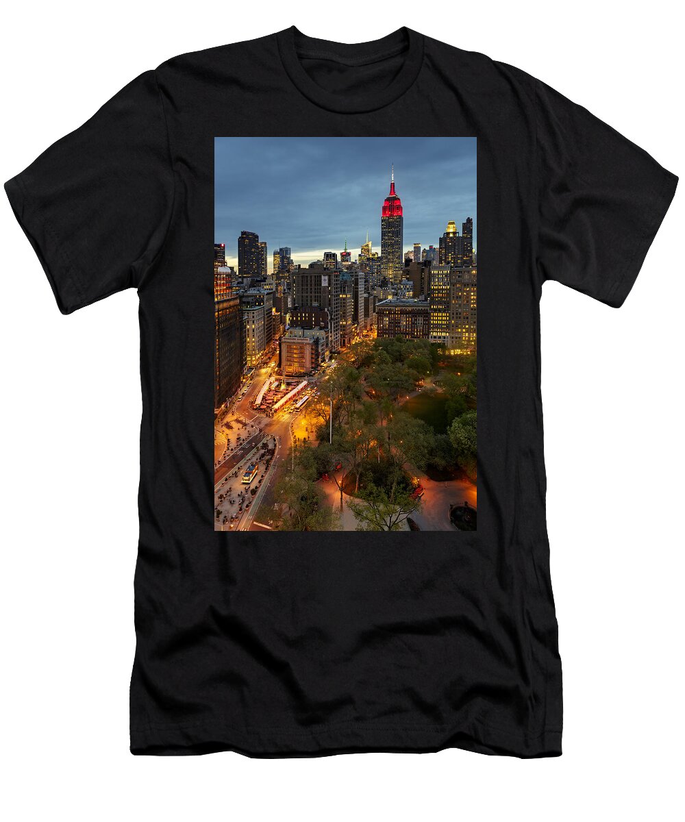 Flatiron District T-Shirt featuring the photograph Flatiron District Birds Eye View by Susan Candelario