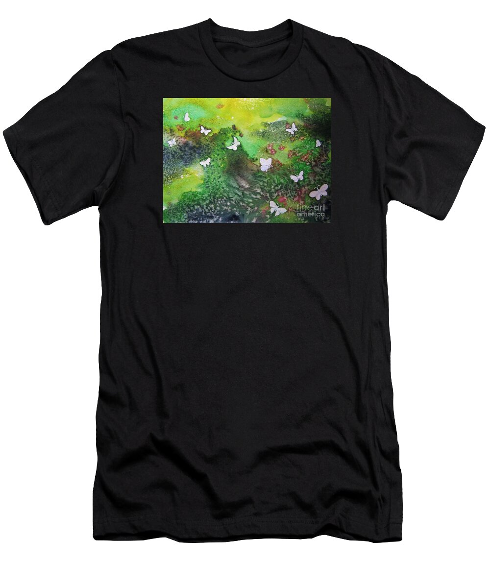 Butterfly T-Shirt featuring the painting Flight of White by Lynn Quinn