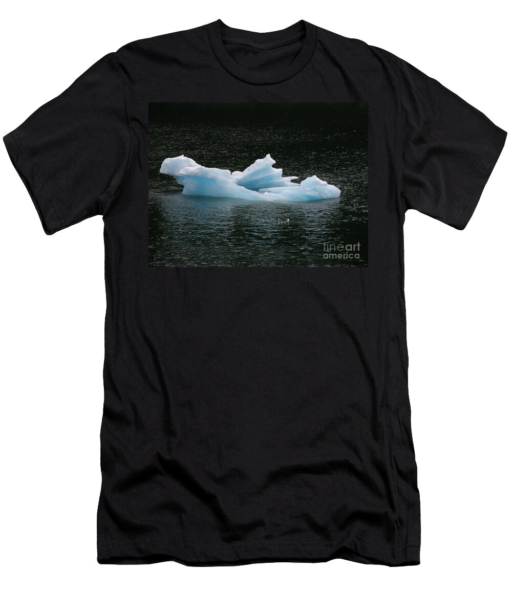 Floating T-Shirt featuring the photograph Floating Blue Ice Sculpture by Bev Conover