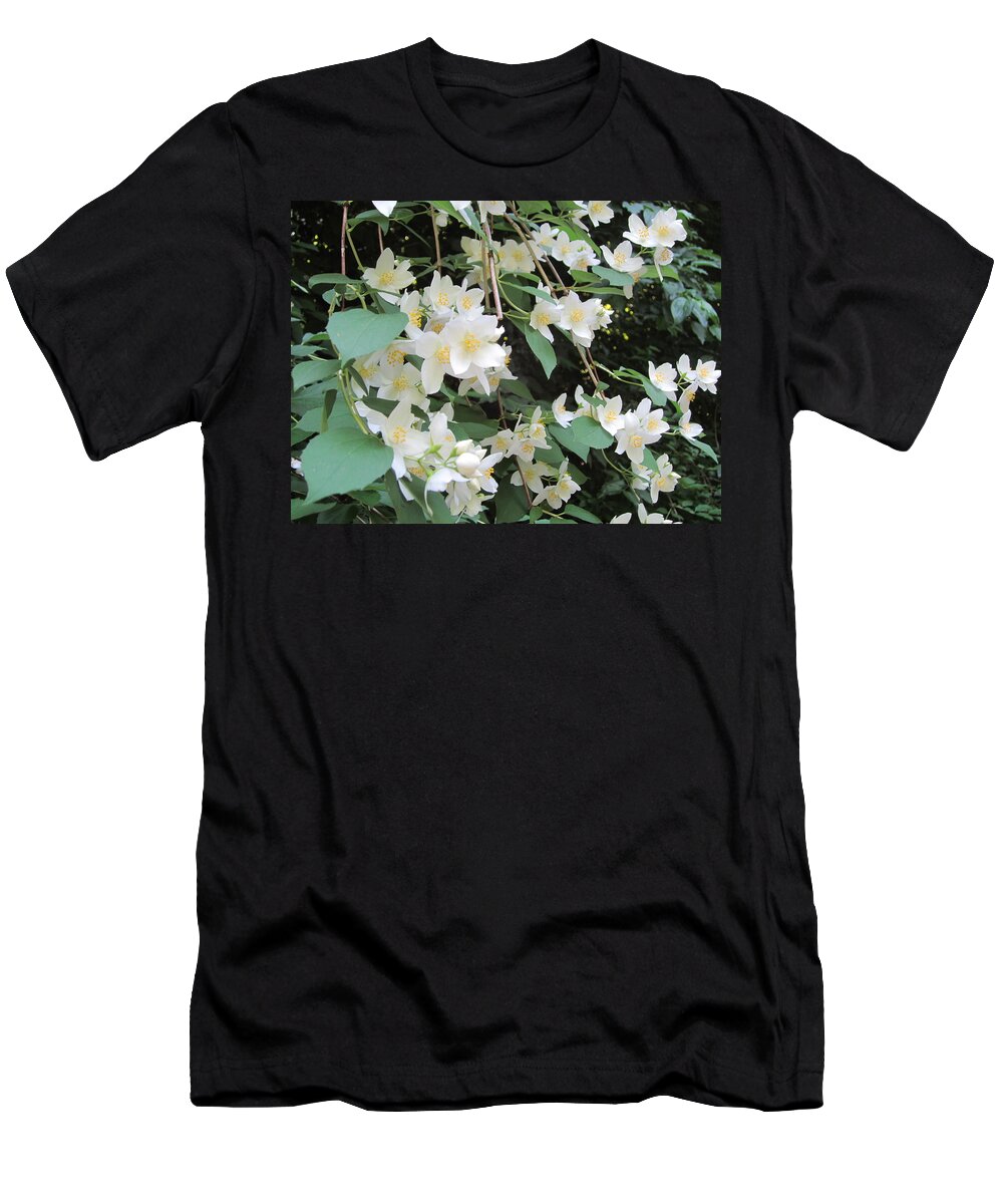 White T-Shirt featuring the photograph Floral Cascade by Pema Hou