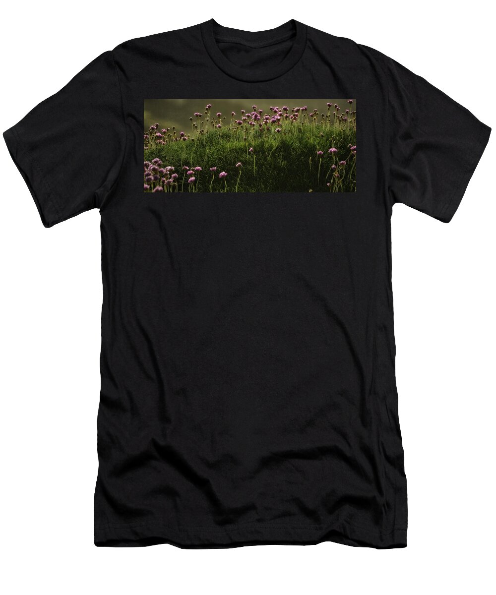 Yachats T-Shirt featuring the photograph Flowers Above The Beach by Image Takers Photography LLC - Carol Haddon