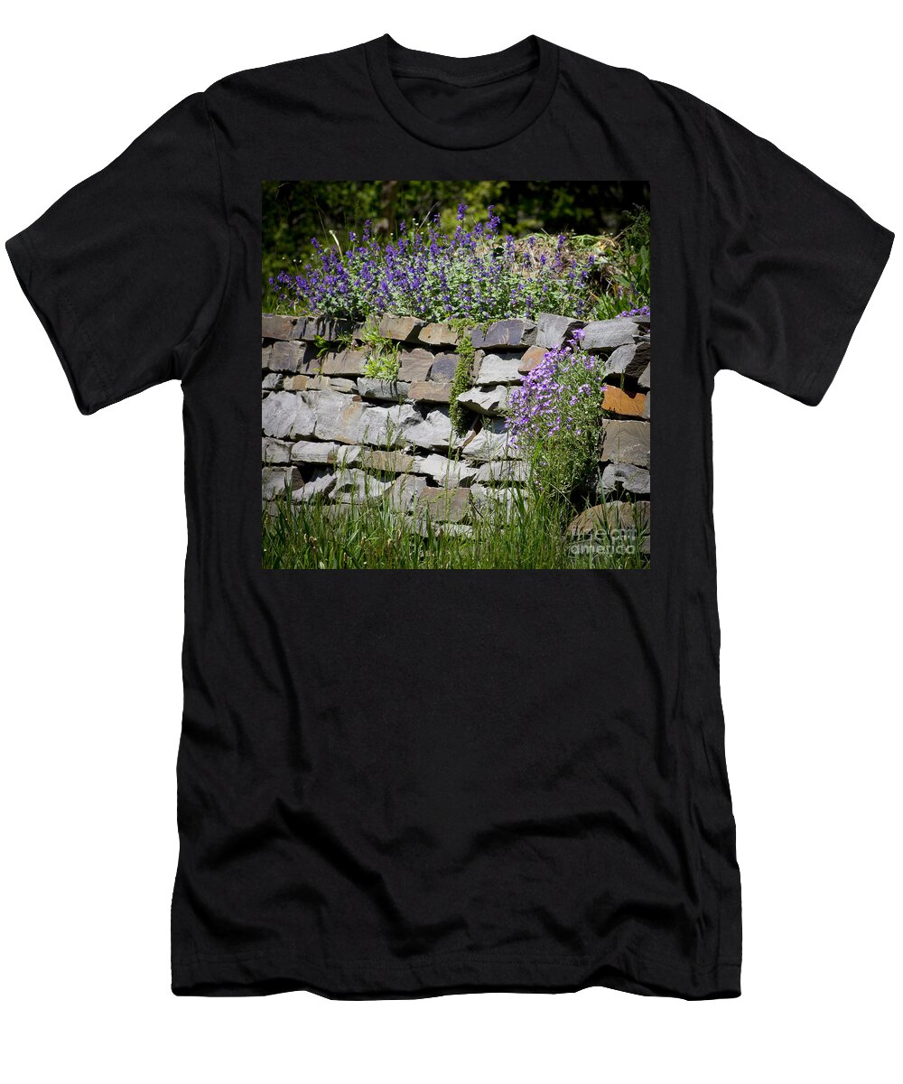 Rock T-Shirt featuring the photograph Flowers on Rock Wall by Brad Marzolf Photography