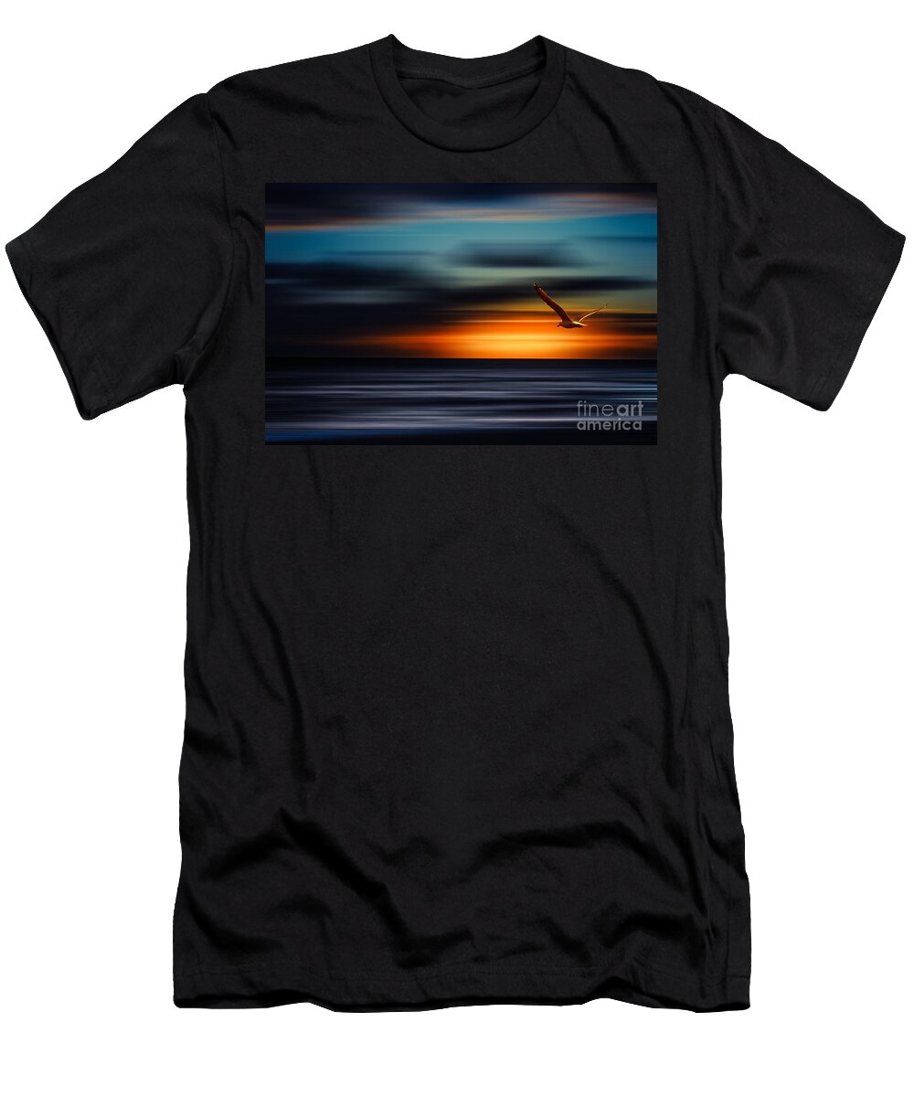 Sylt T-Shirt featuring the photograph Flying Into The Sunset by Hannes Cmarits