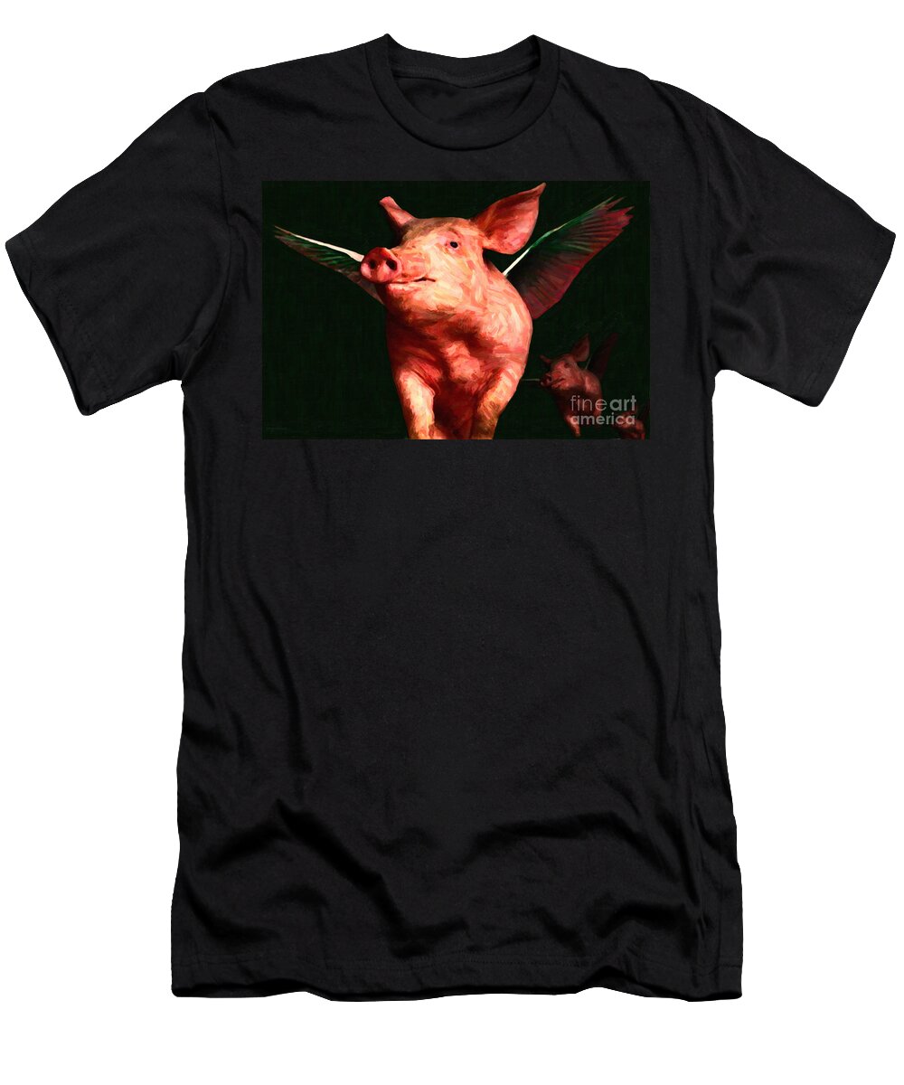 Animal T-Shirt featuring the photograph Flying Pigs v3 by Wingsdomain Art and Photography