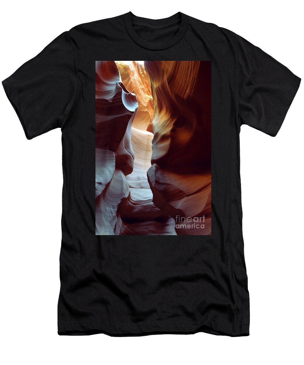 Slot Canyon T-Shirt featuring the photograph Follow the Light II by Kathy McClure