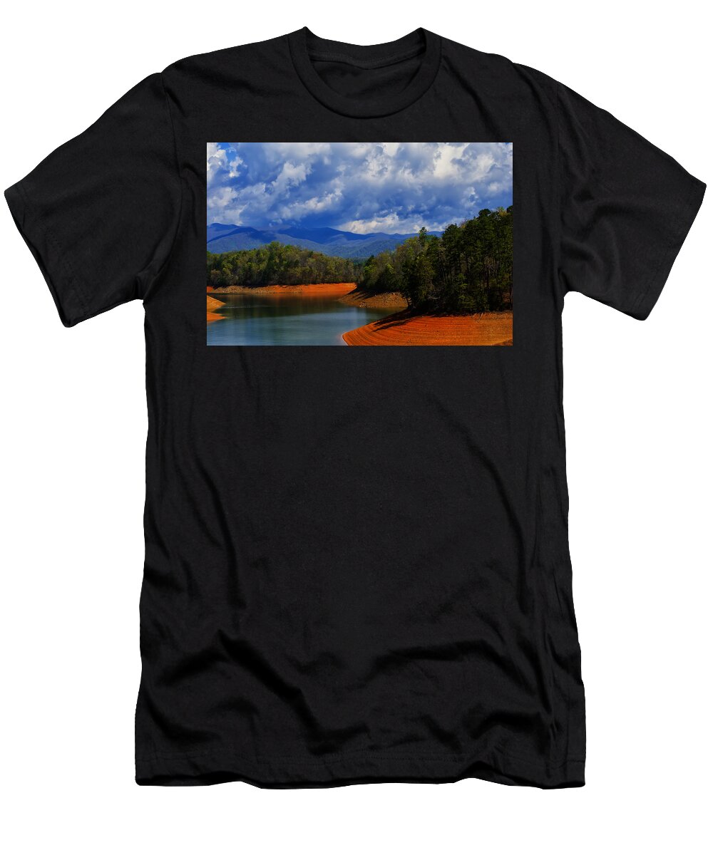 Landscape T-Shirt featuring the photograph Fontana lake storm by Flees Photos