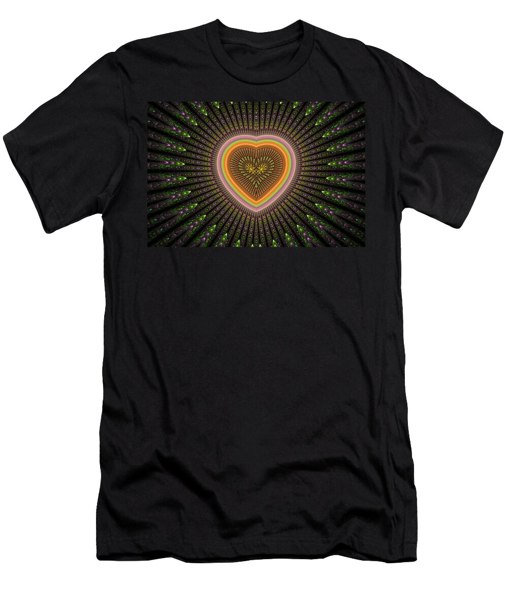 Fractal T-Shirt featuring the digital art Fractal Heart 1 by Sandy Keeton