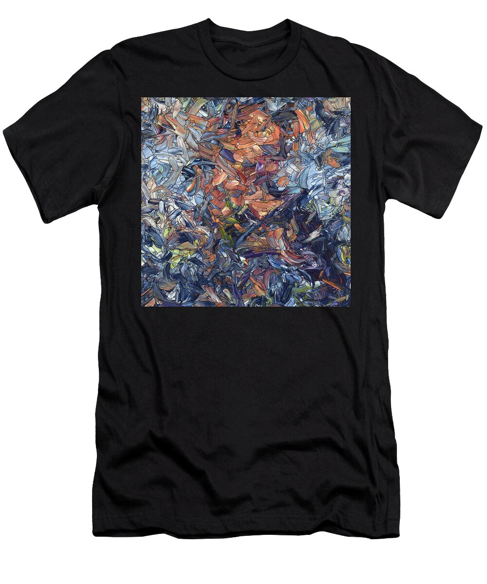 Abstract T-Shirt featuring the painting Fragmented Man - Square by James W Johnson