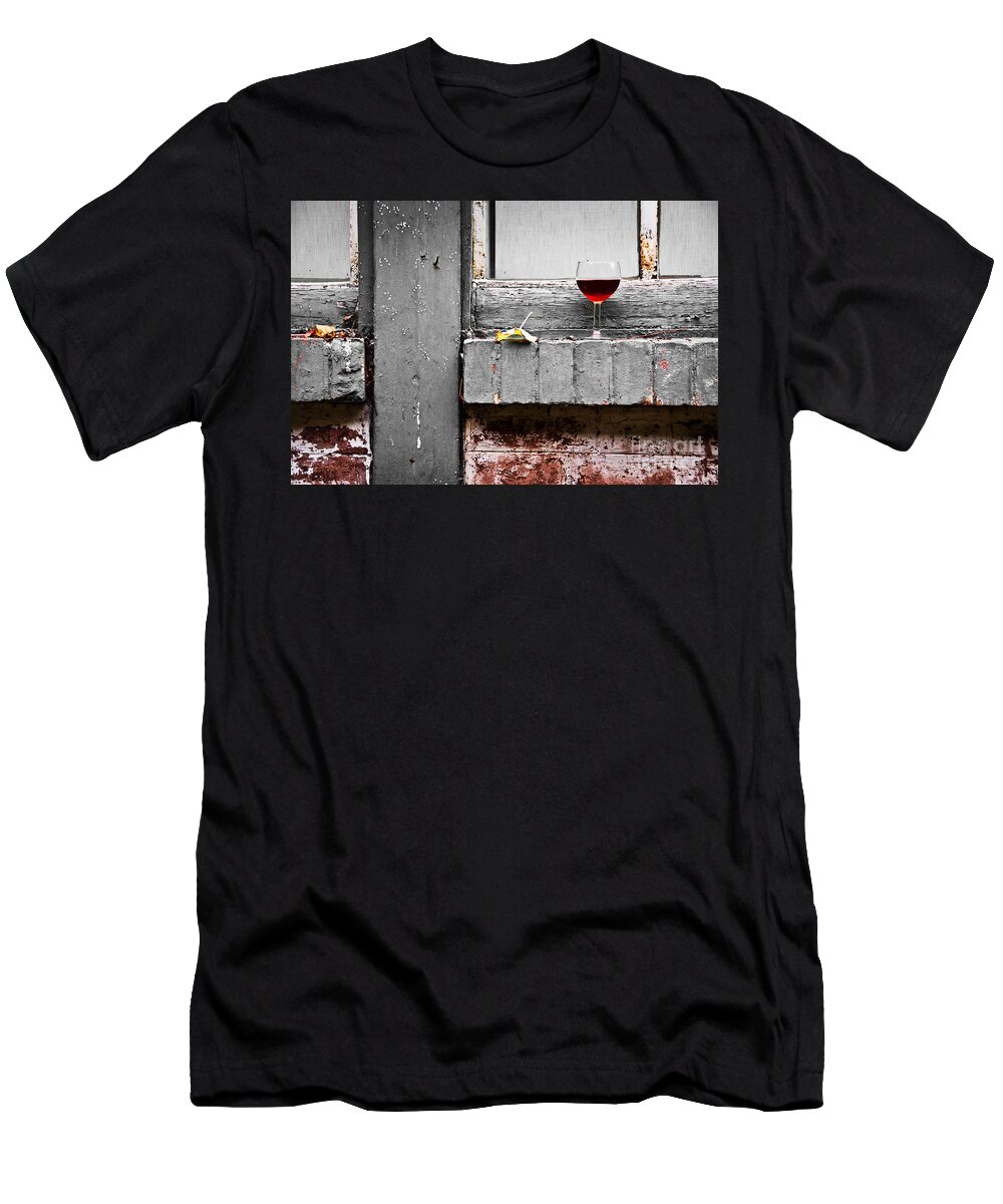 Wine T-Shirt featuring the photograph French party, glass of red wine by Delphimages Paris Photography
