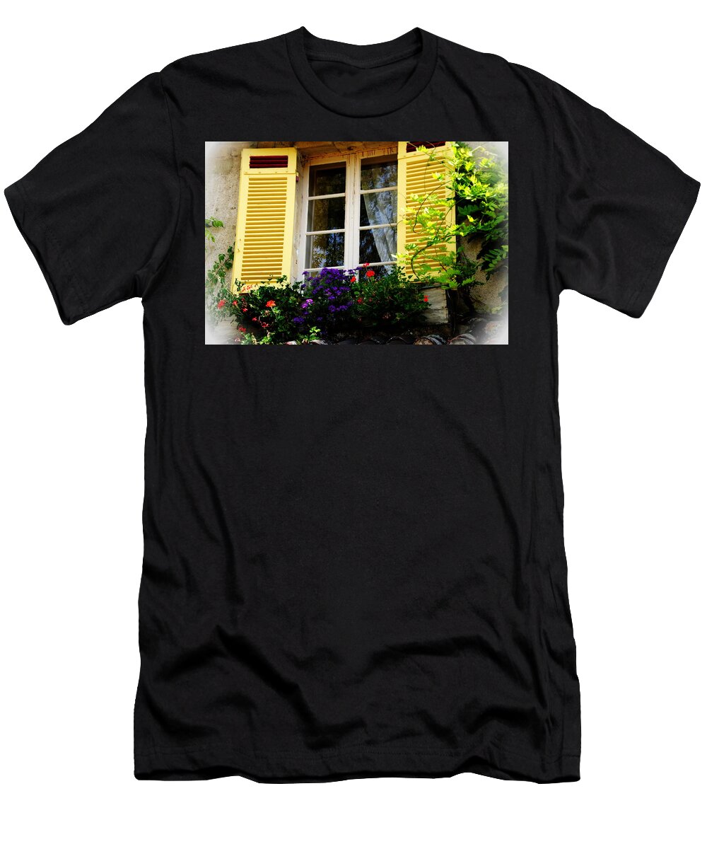 Window T-Shirt featuring the photograph French Window Dressing by Jacqueline M Lewis