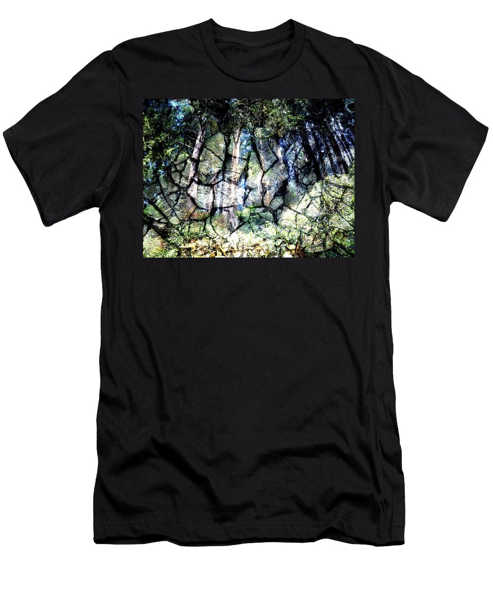 Trees T-Shirt featuring the mixed media From Stones and Trees by Marie Jamieson
