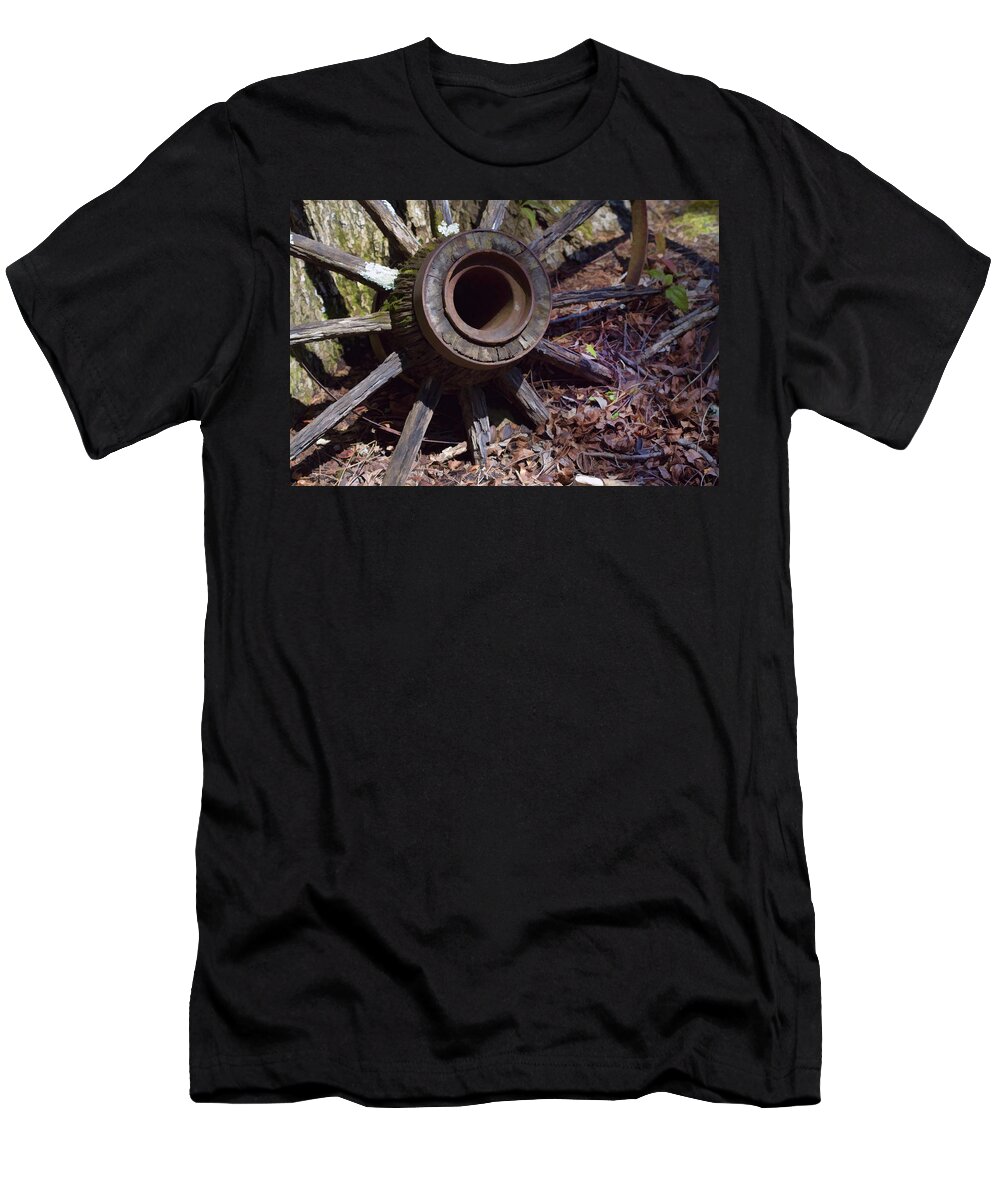 Wagon Wheel T-Shirt featuring the photograph Frontier Memories by Kathy Clark