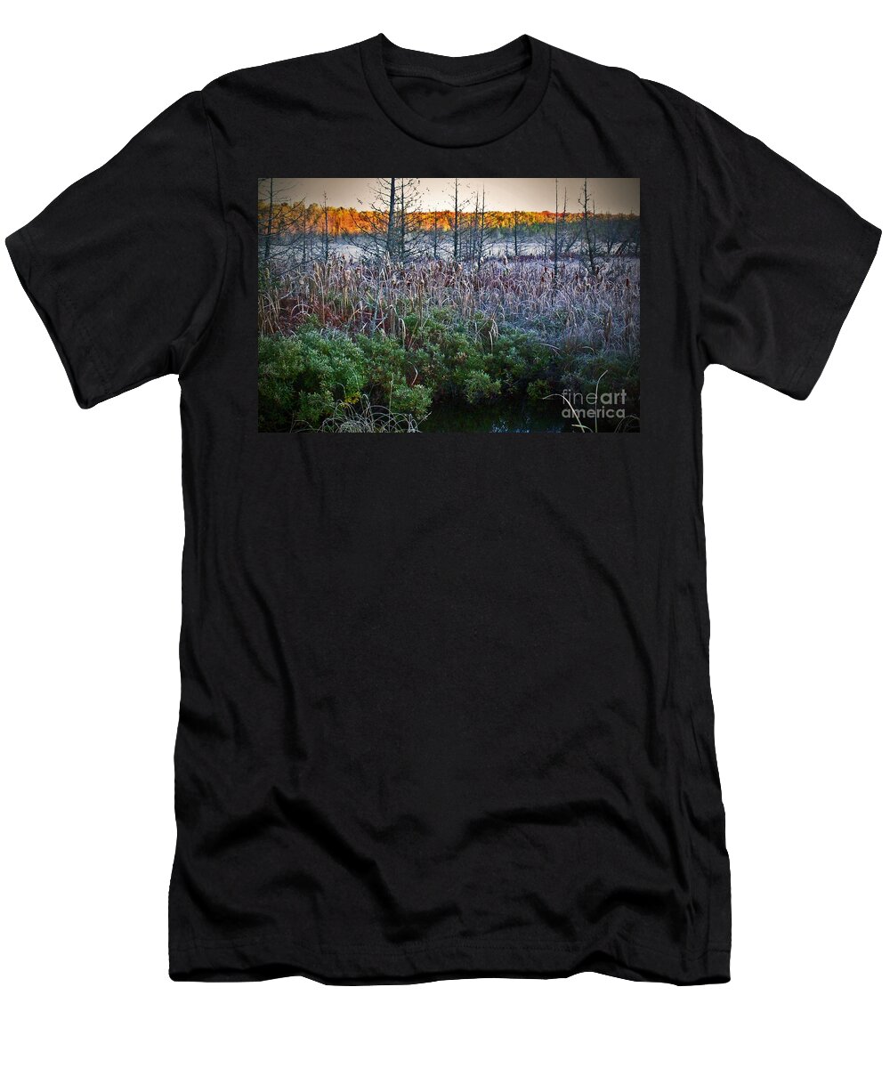 Marsh T-Shirt featuring the photograph Frosty Fall Marsh Morning by Desiree Paquette