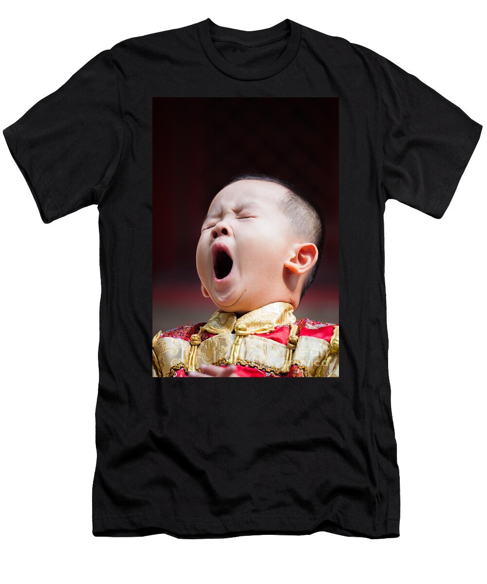 Beijing T-Shirt featuring the photograph Funny chinese child yawning by Matteo Colombo