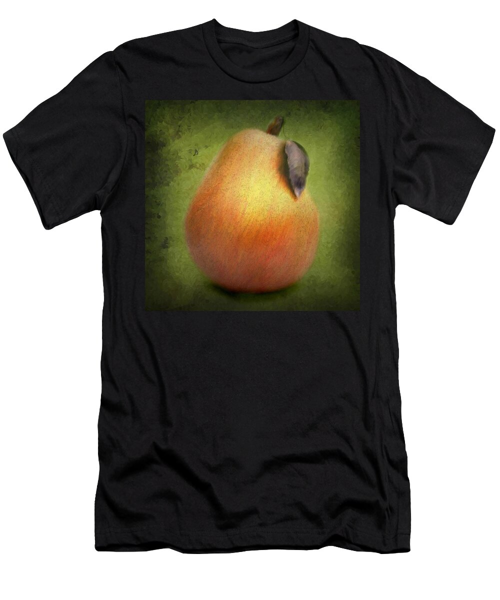 Pear T-Shirt featuring the digital art Fuzzy Pear by Nina Bradica