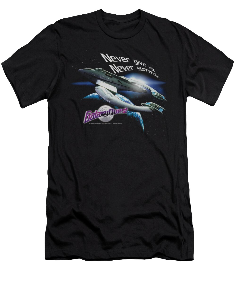 Galaxy Quest T-Shirt featuring the digital art Galaxy Quest - Never Surrender by Brand A