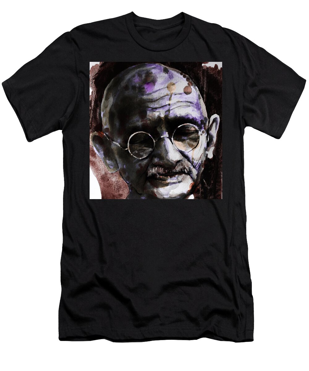 Gandhi T-Shirt featuring the painting Gandhi by Laur Iduc