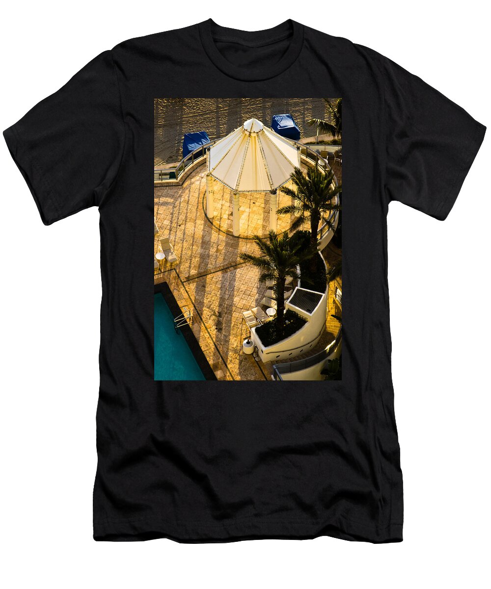 Beach T-Shirt featuring the photograph Gazebo Shadow Lines by Ed Gleichman
