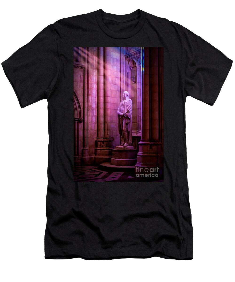 Lee Lawrie T-Shirt featuring the photograph George Washington at the National Cathedral by Jerry Fornarotto