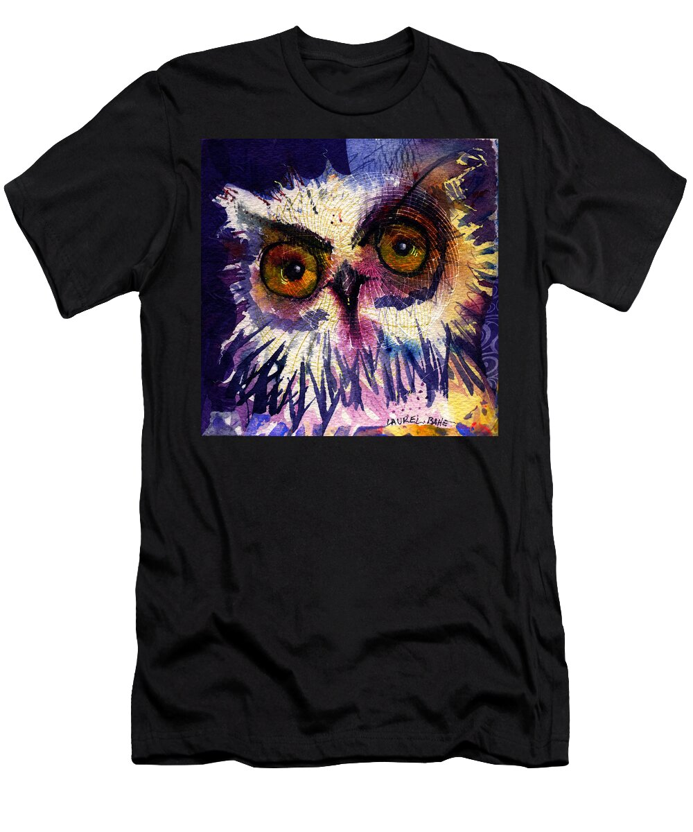 Owl T-Shirt featuring the painting Get Over It by Laurel Bahe