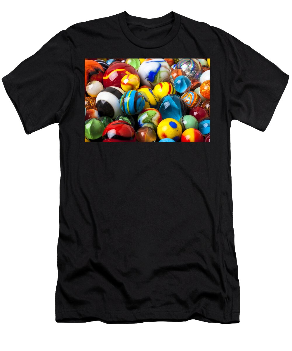 Pile T-Shirt featuring the photograph Glass marbles by Garry Gay