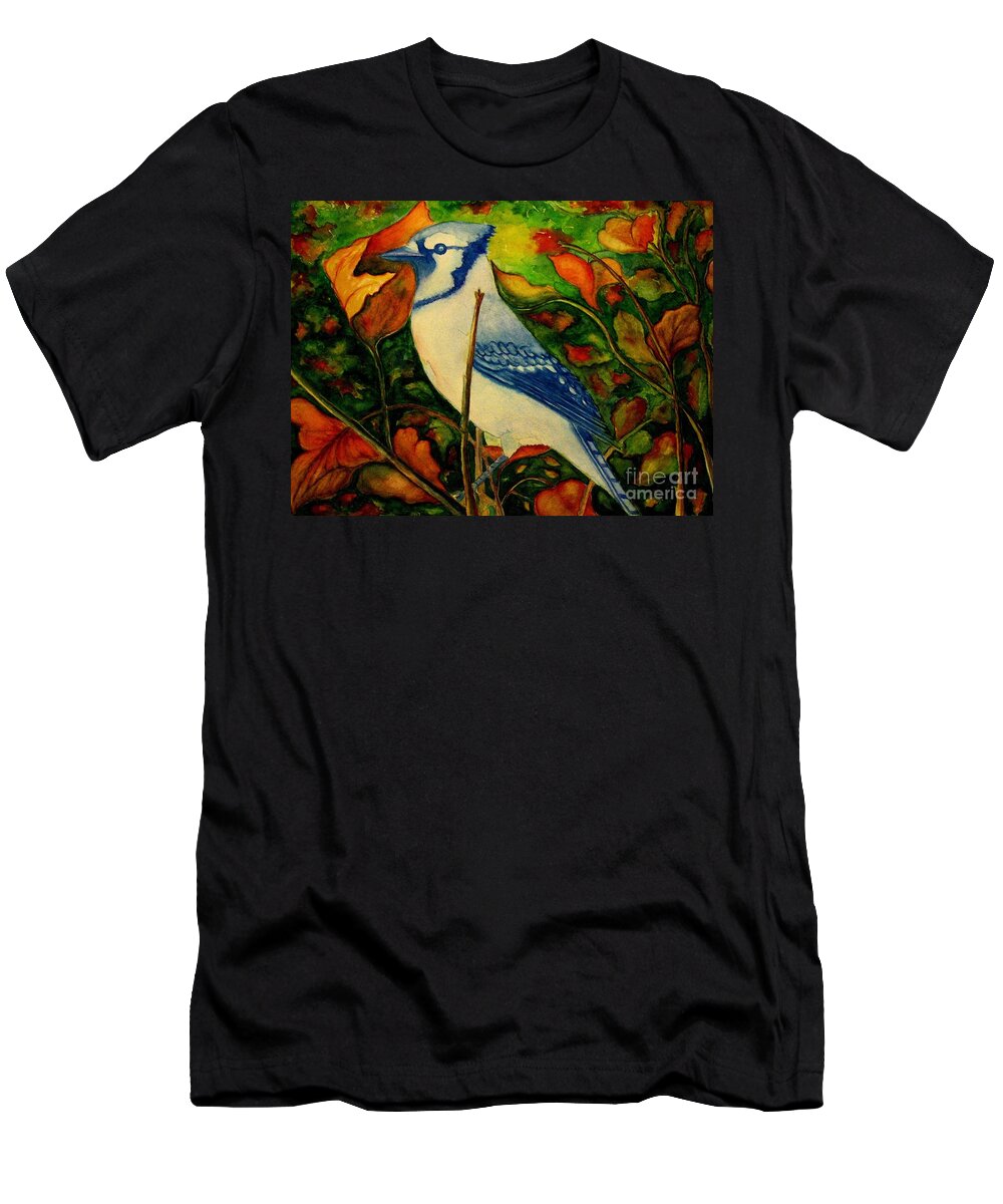 Blue Jay T-Shirt featuring the painting God's New Creation by Hazel Holland