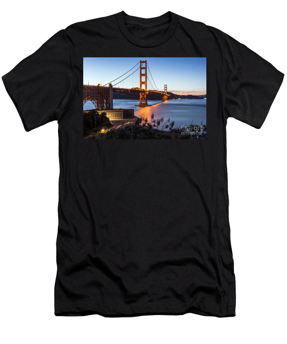 Golden Gate Bridge T-Shirt featuring the photograph Golden Gate Night by Kate Brown