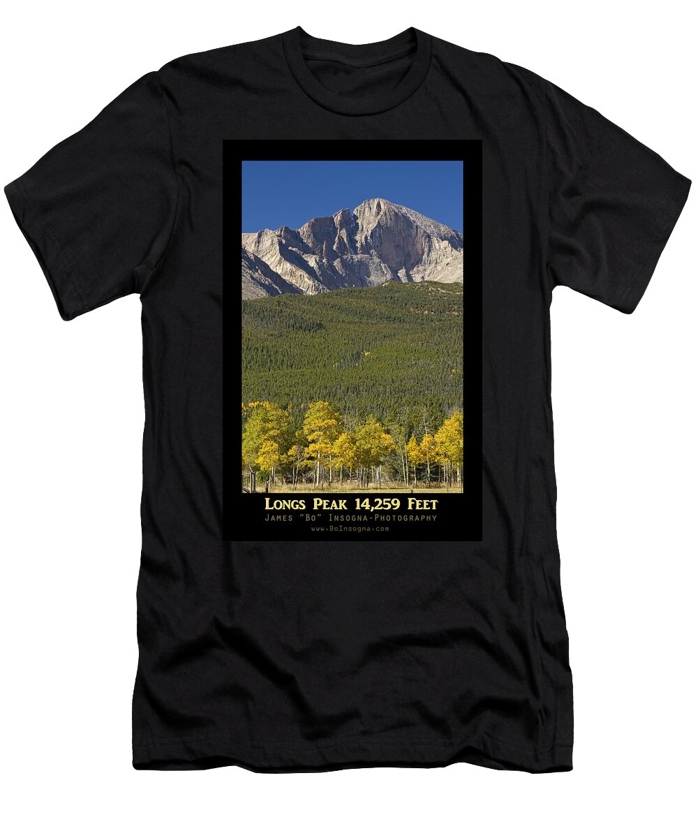 Colorado T-Shirt featuring the photograph Golden Longs Peak 14259 Poster by James BO Insogna