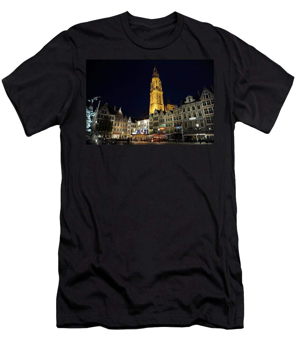 Antwerp Belgium T-Shirt featuring the photograph Golden Tower by Richard Gehlbach