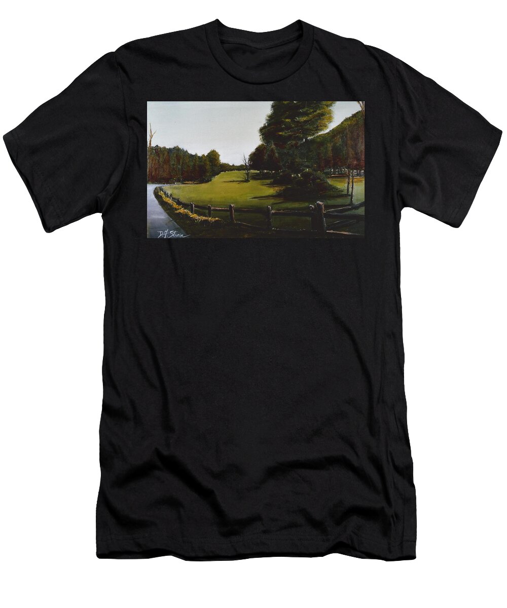 Diane Strain T-Shirt featuring the painting Golf Course in Duxbury MA by Diane Strain
