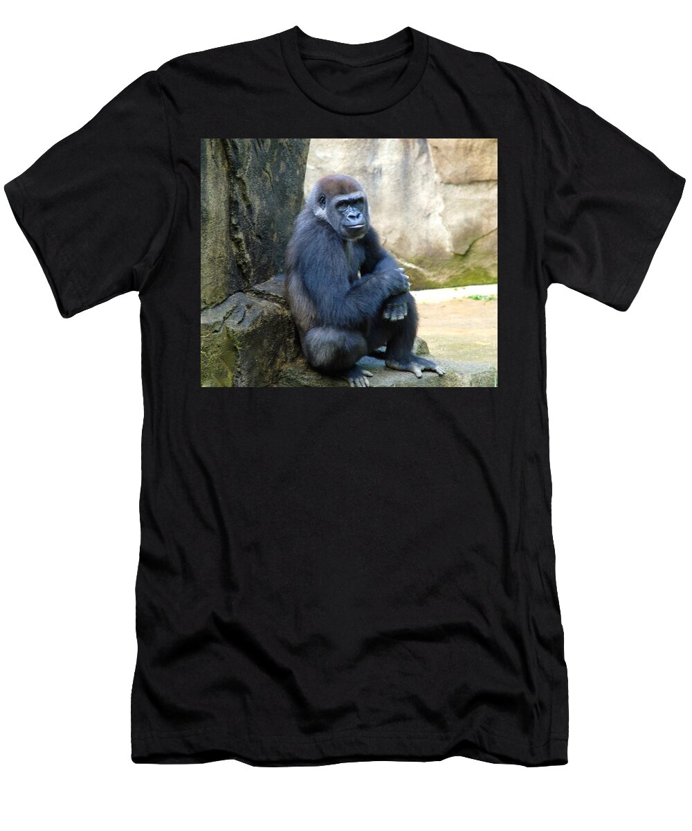 Gorilla T-Shirt featuring the photograph Gorilla Smile by Richard Bryce and Family