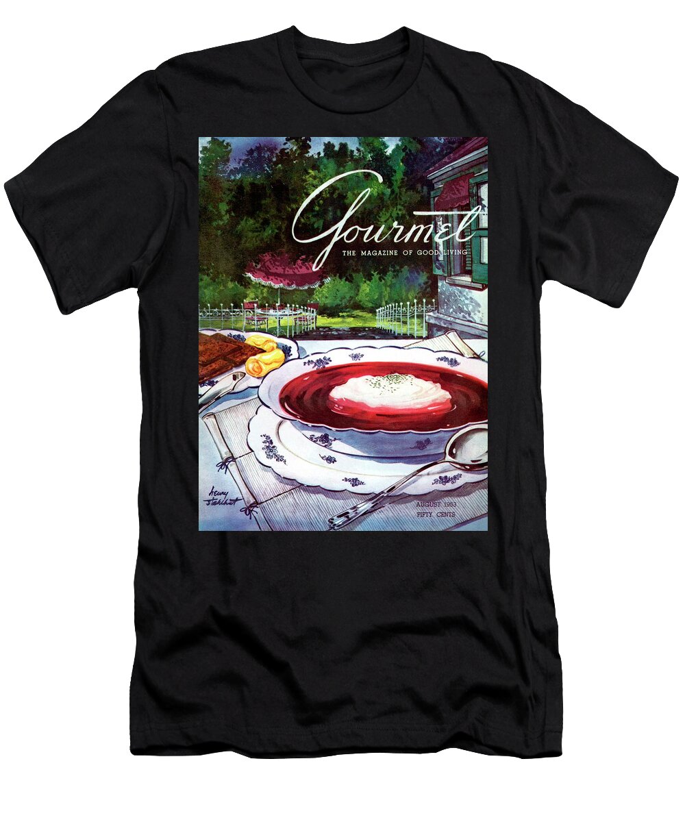 Illustration T-Shirt featuring the photograph Gourmet Cover Featuring A Bowl Of Borsch by Henry Stahlhut