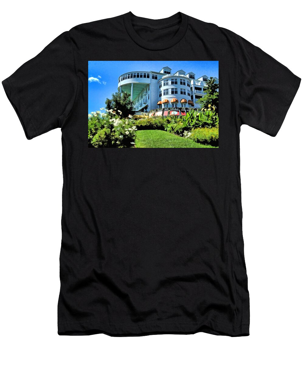 Mackinac Island T-Shirt featuring the photograph Grand Hotel - Image 002 by Mark Madere