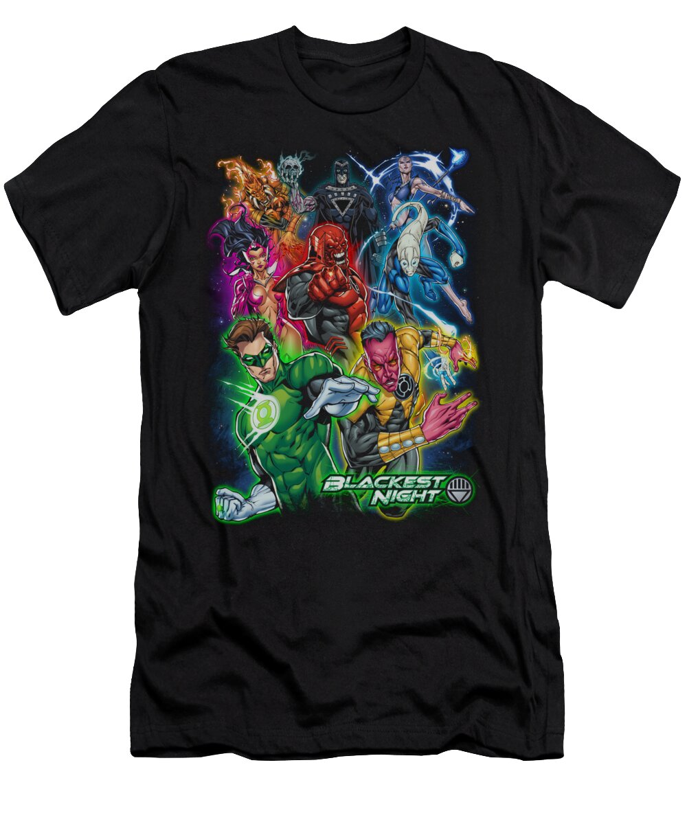  T-Shirt featuring the digital art Green Lantern - Blackest Group by Brand A