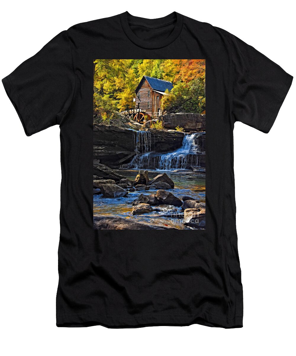 Gristmill T-Shirt featuring the photograph Grist Mill in Babcock State Park West Virginia by Kathleen K Parker