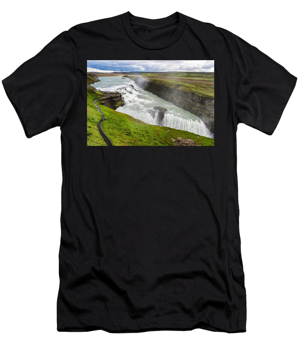 Gullfoss T-Shirt featuring the photograph Gullfoss waterfall Iceland by Matthias Hauser