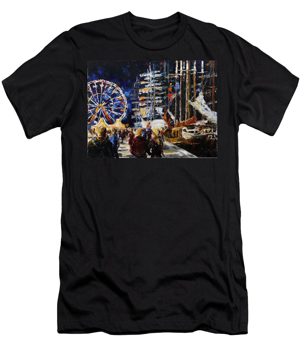 Boat T-Shirt featuring the painting Hanse Sail Rostock Germany by Barbara Pommerenke