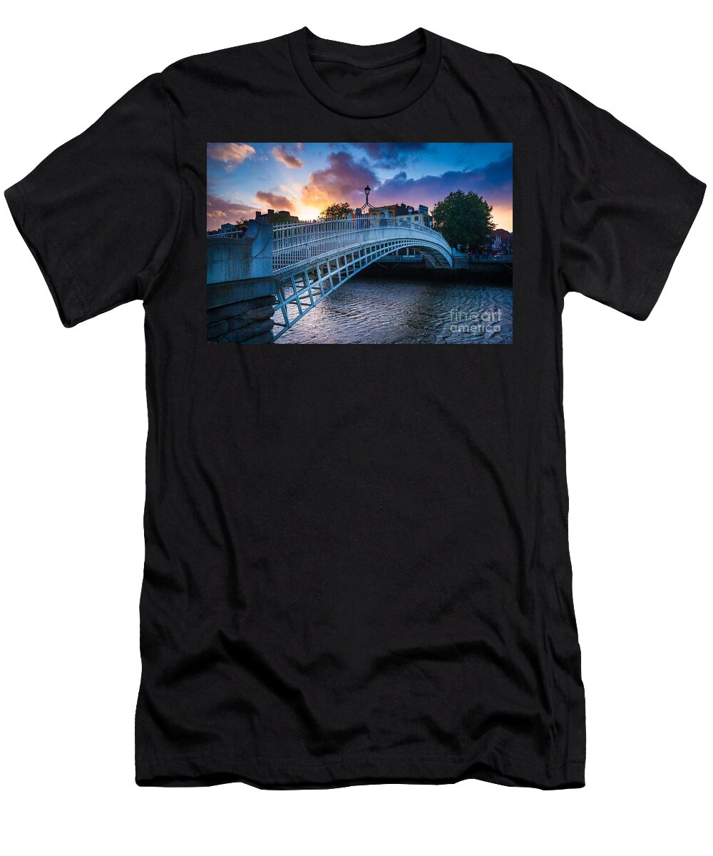 Bridge T-Shirt featuring the photograph Ha'Penny Bridge by Inge Johnsson