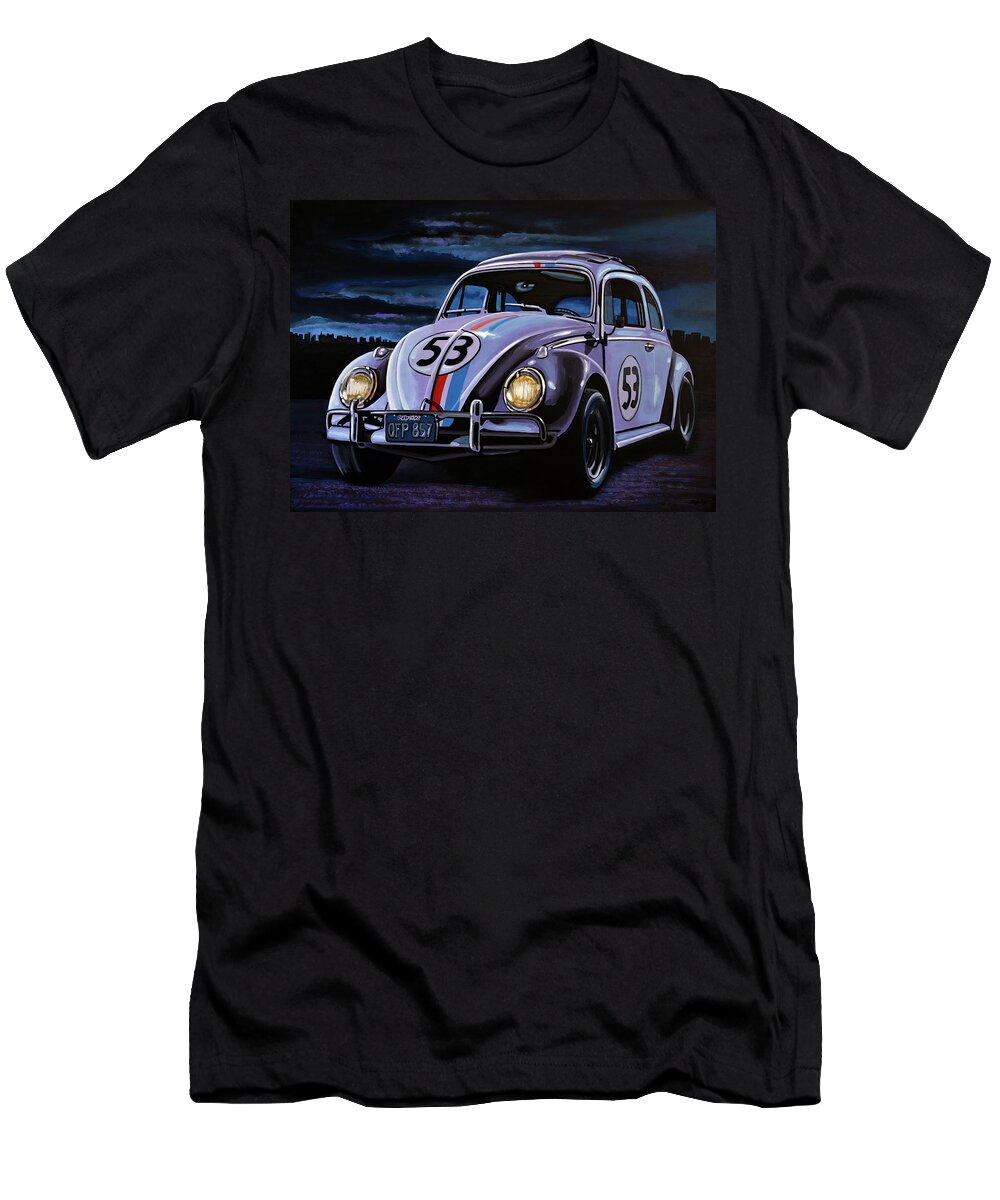 Herbie T-Shirt featuring the painting Herbie The Love Bug Painting by Paul Meijering