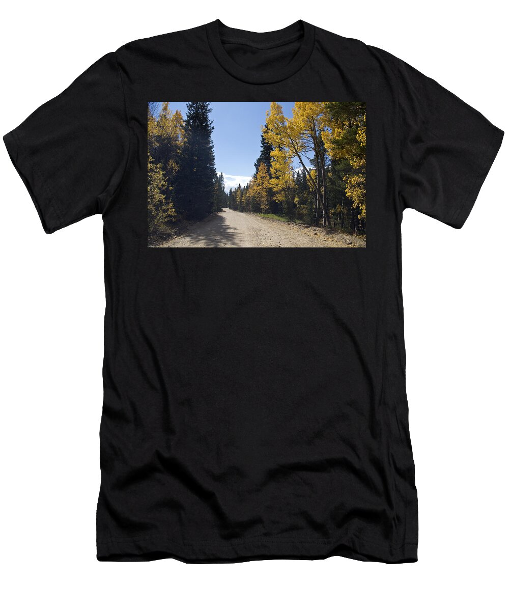 Roads T-Shirt featuring the photograph High Country Autumn Dirt Road by James BO Insogna