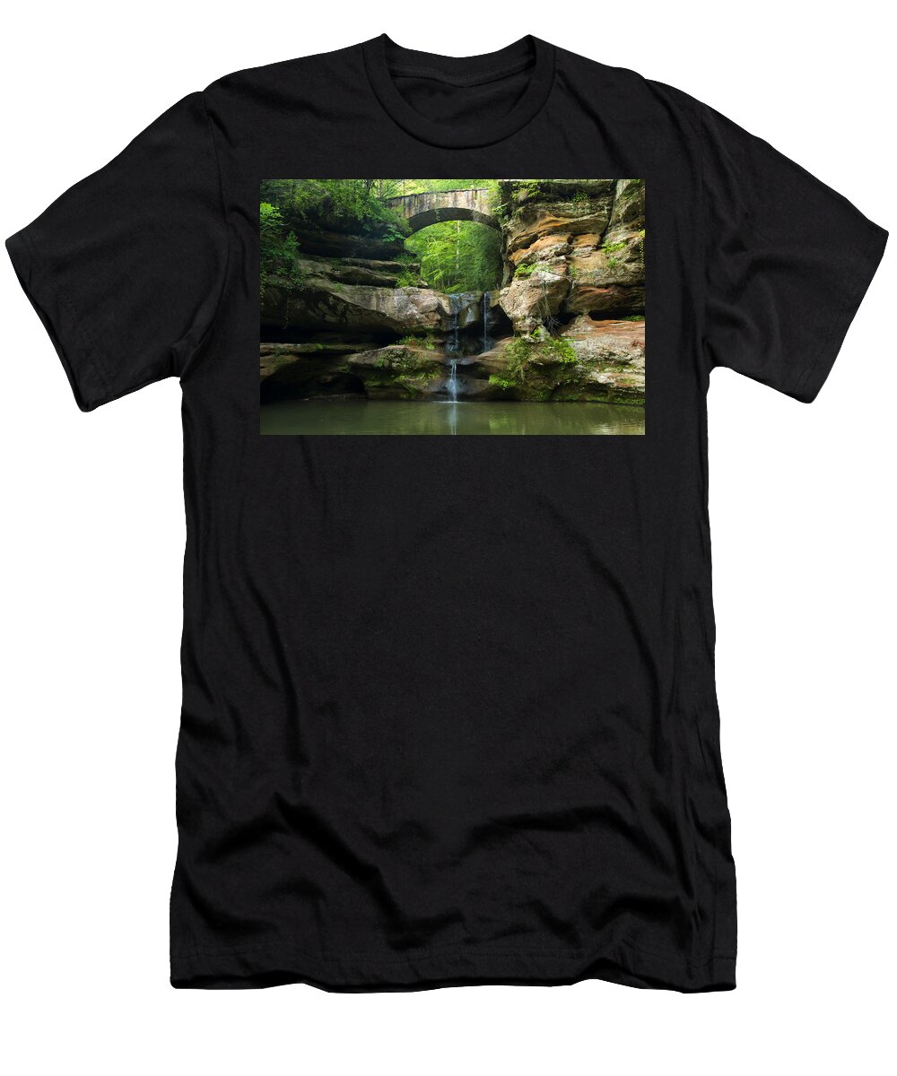 Waterfall T-Shirt featuring the photograph Hocking Hills Waterfall 1 by Flees Photos