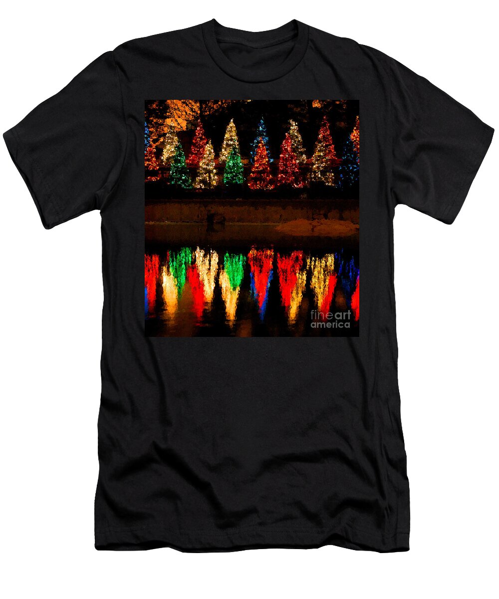Christmas T-Shirt featuring the photograph Holiday Lights Reflection by Nancy Mueller