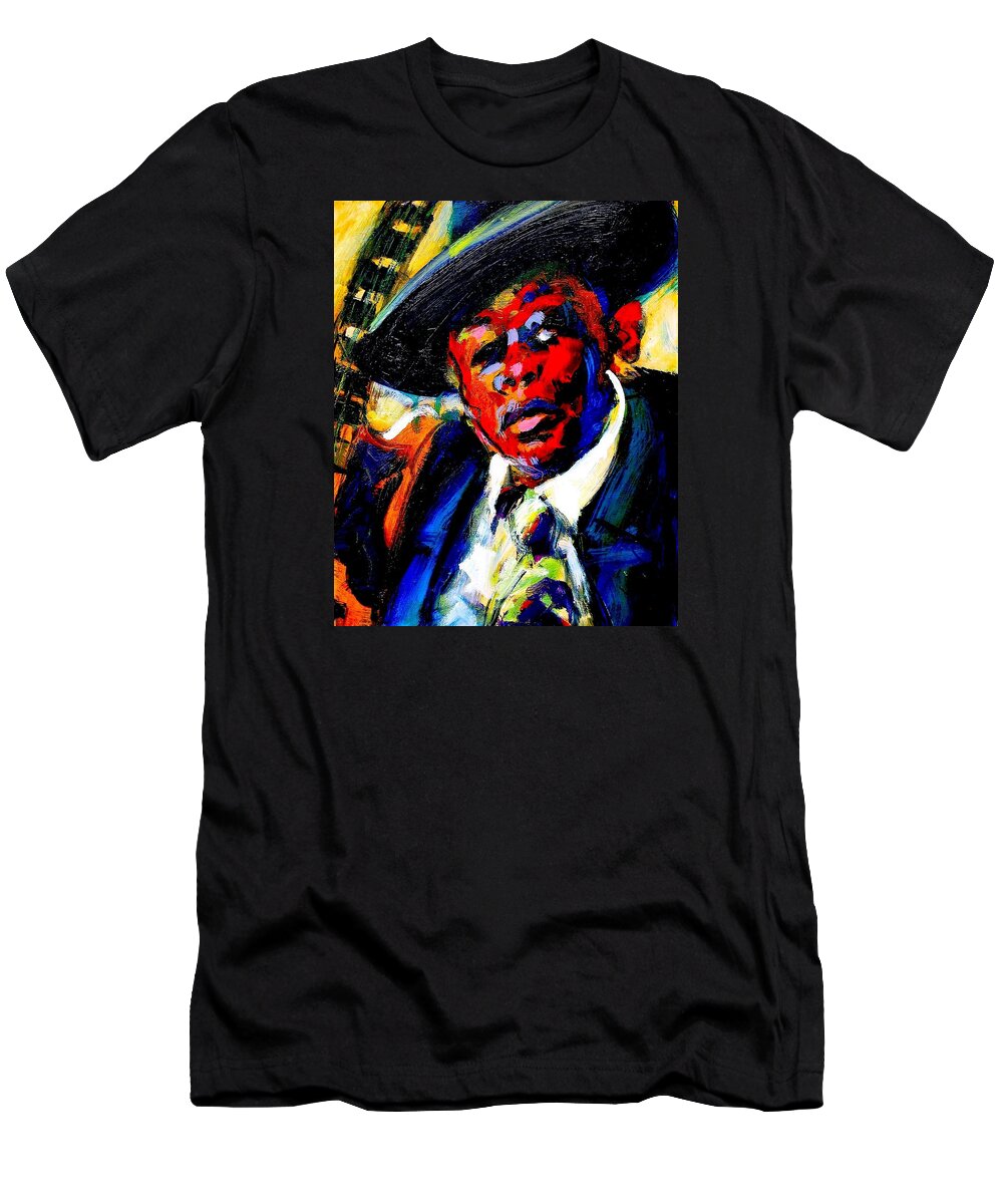 John Lee Hooker T-Shirt featuring the painting Hooker by Les Leffingwell