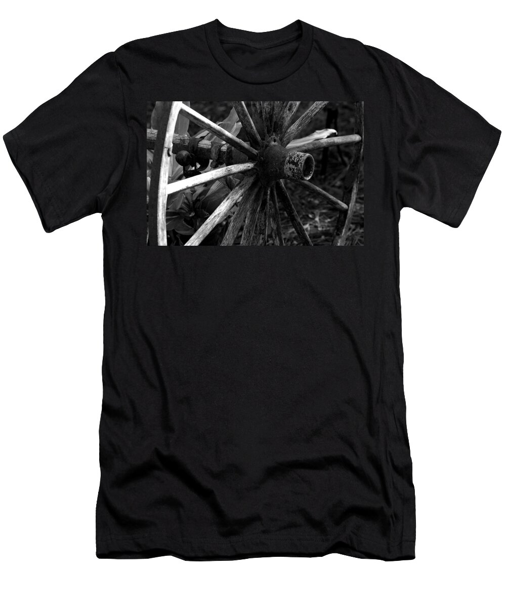 Wagon T-Shirt featuring the photograph Horse Carriage Wheel by David Weeks