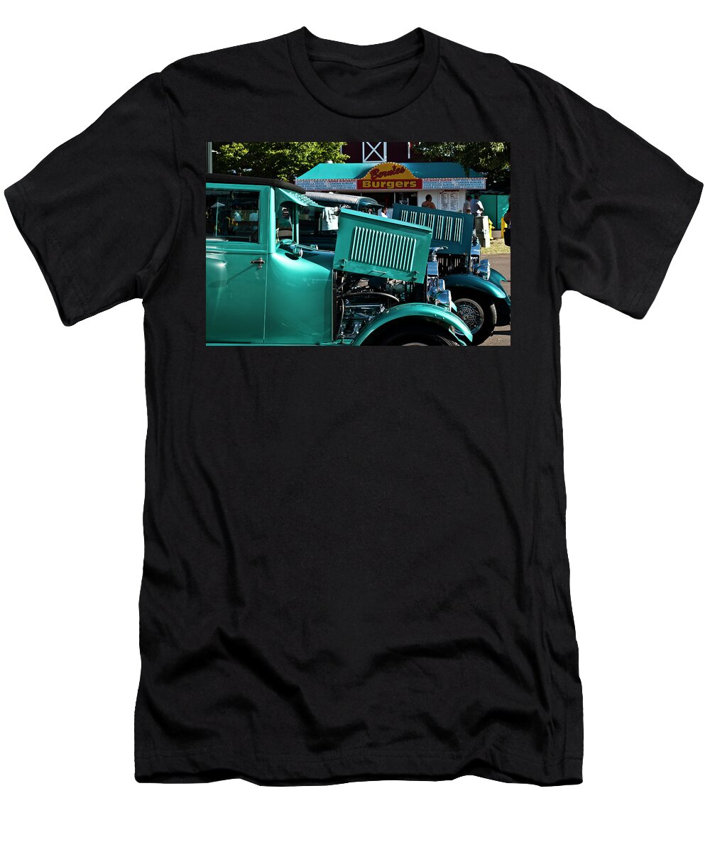Car T-Shirt featuring the photograph Hot Rods and Burgers by Ron Roberts