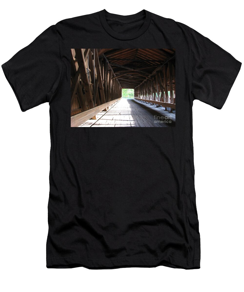 Covered Bridge T-Shirt featuring the photograph I See The Light by Michael Krek
