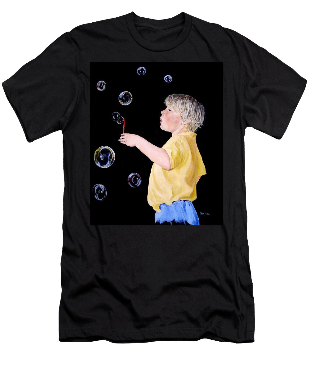 Bubbles T-Shirt featuring the painting I'm Forever Blowing Bubbles by Barry BLAKE